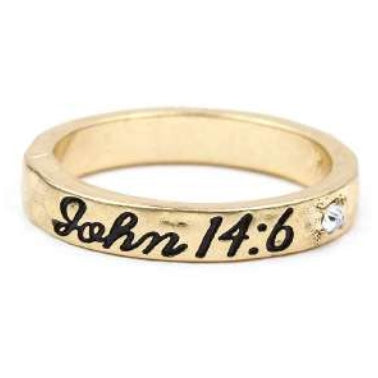 [12pcs set] John 14:6  rings - gold clear