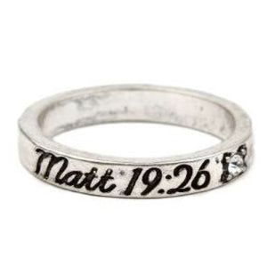[12pcs set] Matt 19:26 rings - silver clear