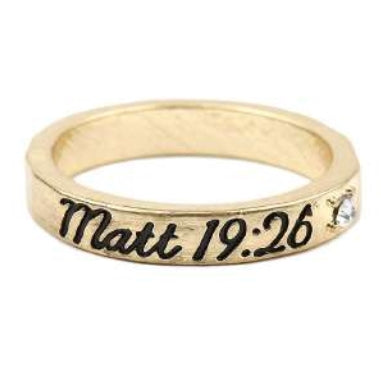 [12pcs set] Matt 19:26 rings - gold clear