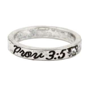 [12pcs set] Prov 3:5 rings - silver clear
