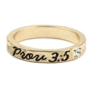 [12pcs set] Prov 3:5 rings - gold clear