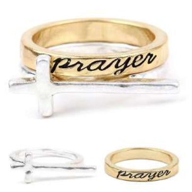 [12pcs set] Prayer cross rings - gold clear