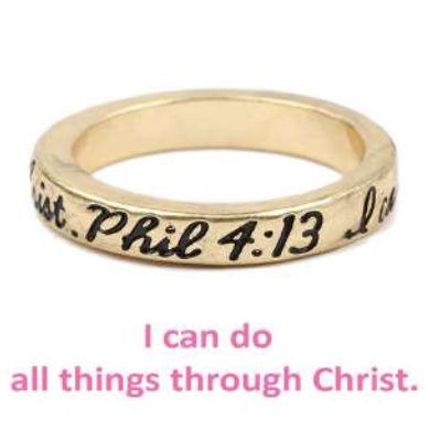 [12pcs set] Phil 4:13 rings - gold