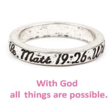 [12pcs set] Matt 19:26 rings - silver