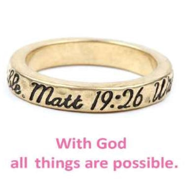 [12pcs set] Matt 19:26 rings - gold