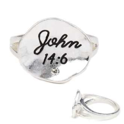 [12pcs set] John 14:6 ring - silver clear