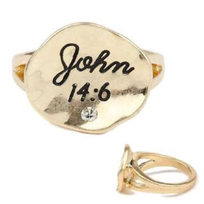 [12pcs set] John 14:6 ring - gold clear