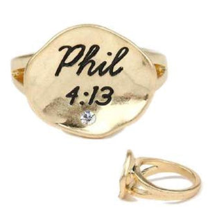 [12pcs set] Phil 4:13 ring - gold clear