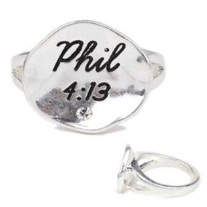 [12pcs set] Phil 4:13 ring - silver clear