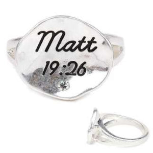 [12pcs set] Matt 19:26 ring - silver clear