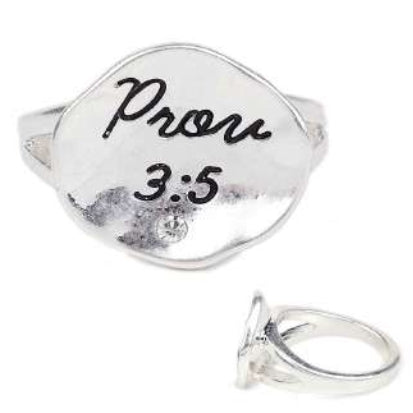 [12pcs set] Prov 3:5 ring - silver clear