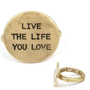[12pcs set] Live Life Love ring - worn gold