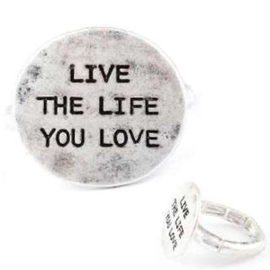 [12pcs set] Live Life Love ring - worn silver