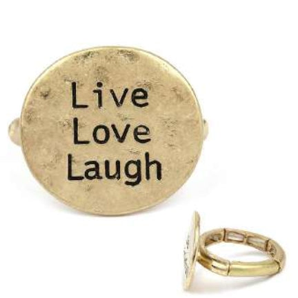 [12pcs set] Live Love Laugh ring - worn gold