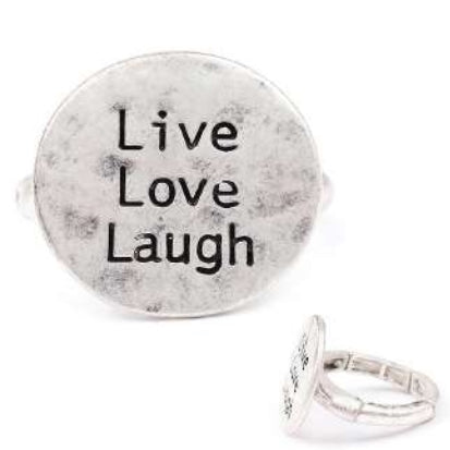[12pcs set] Live Love Laugh ring - worn silver