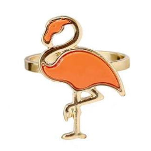 [12pcs set] Flamingo ring - gold peach