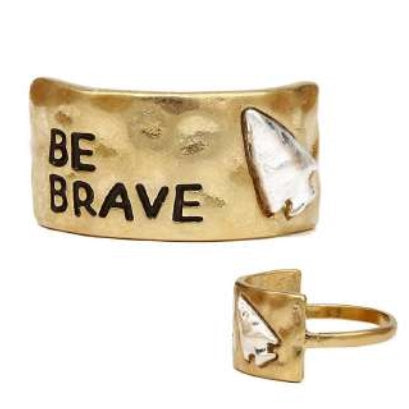 [12pcs set] Be Brave ring - gold