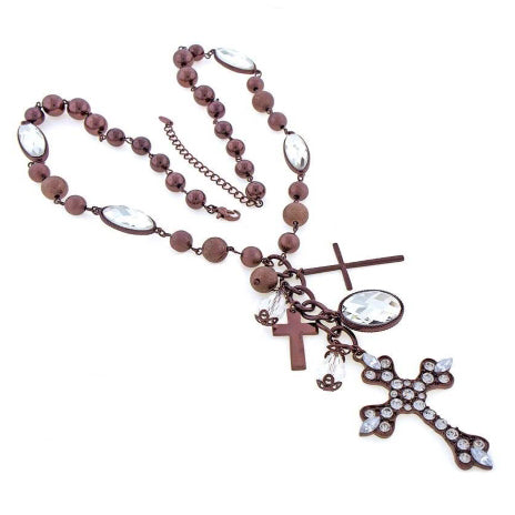 [12pcs set] Cross pendant necklace - cooper