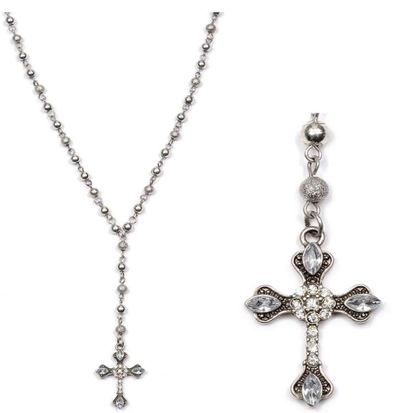 [12pcs set] Cross pendant necklace silver - 20inch long