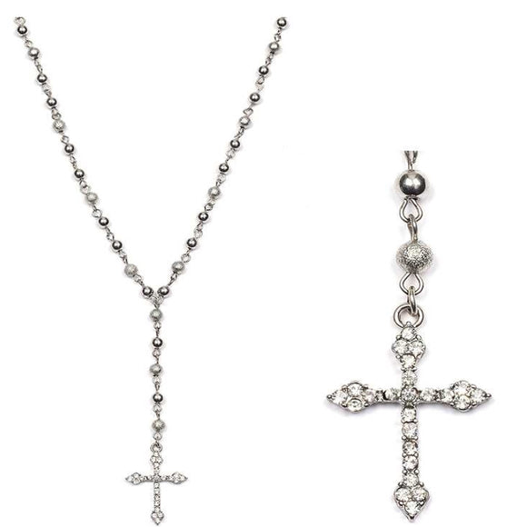 [12pcs set] Cross pendant necklace silver - 20inch long