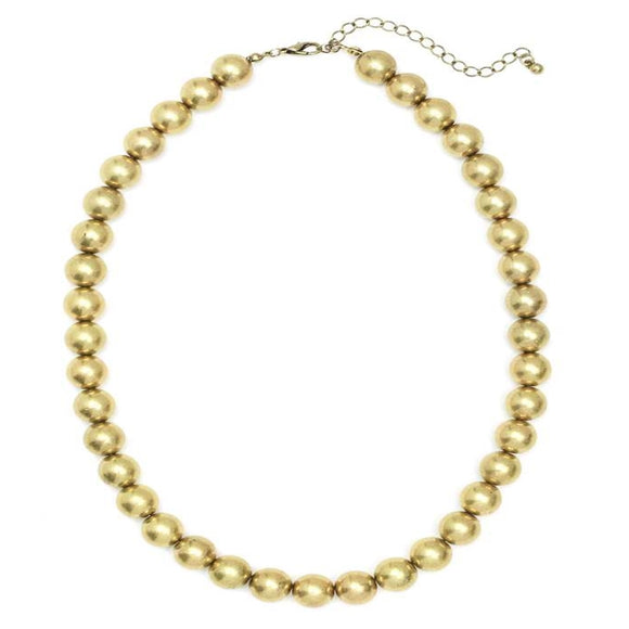 [12pcs set] Small ball necklace - gold