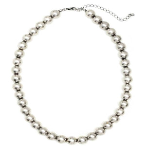 [12pcs set] Medium ball necklace - silver