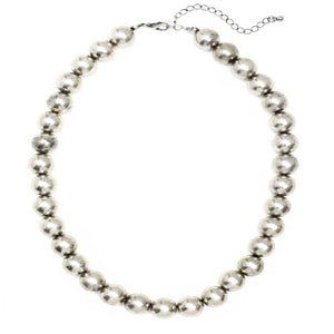 [12pcs set] Large ball necklace - silver
