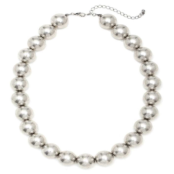 [12pcs set] XL ball necklace - silver