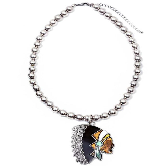 [12pcs set] Indian Headdresses necklace - black