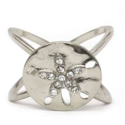 [12pcs set] Studded flower ring - silver