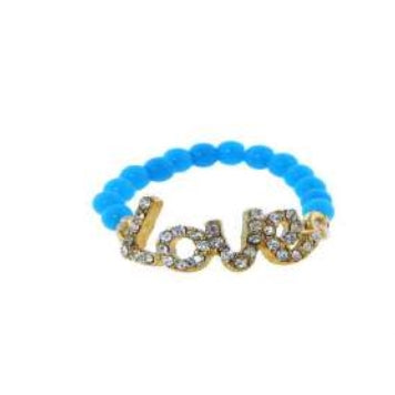 [12pcs set] Studded Love ring - turquoise