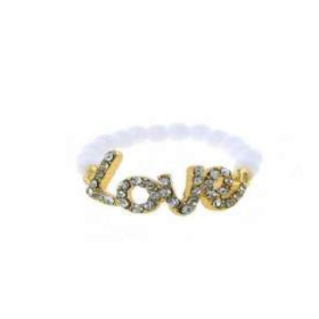 [12pcs set] Studded Love ring - white