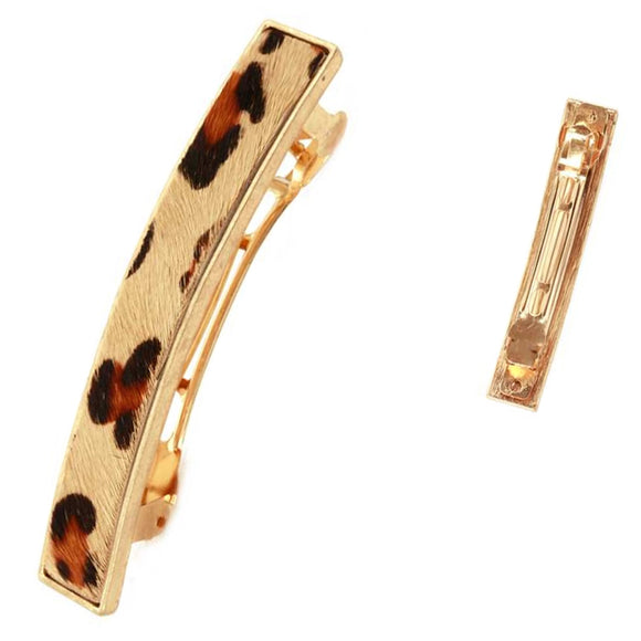 [12pcs set] 80mm Leopard hair pin - beige