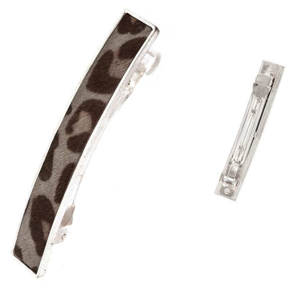 [12pcs set] 80mm Leopard hair pin - grey