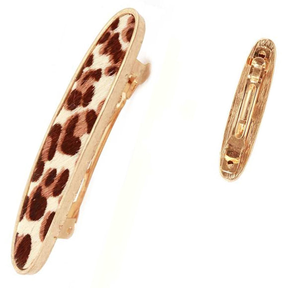 [12pcs set] 60mm Leopard hair pin - ivory