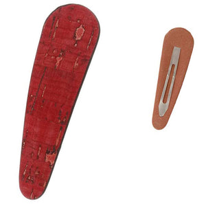 [12pcs set] 87mm wood pattern hair pin - red