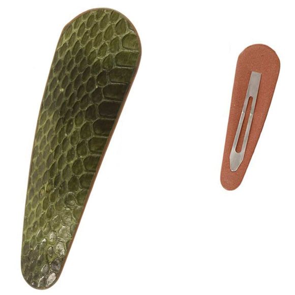 [12pcs set] 87mm snake pattern hair pin - green