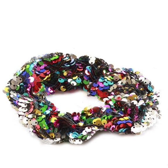 [12pcs set] Sequin scrunchies - rainbow