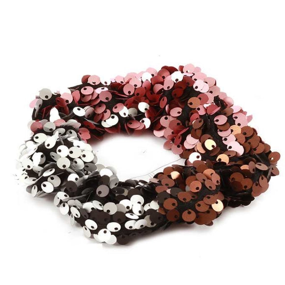 [12pcs set] Sequin scrunchies - black bronze