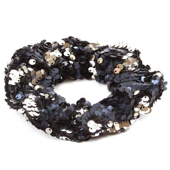 [12pcs set] Sequin scrunchies - dark blue