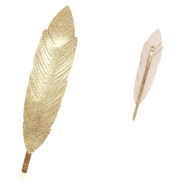 [12pcs set] Leaf hair pin - gold