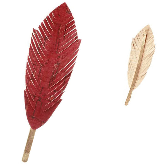 [12pcs set] Leaf hair pin - red