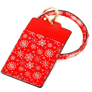 [12pcs set] Key ring snowflake ID card holder - red