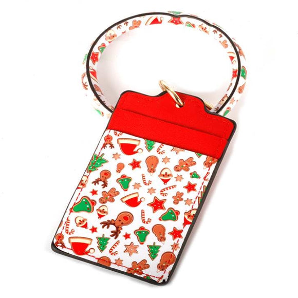 [12pcs set] Key ring snowflake ID card holder - santa & rudolph
