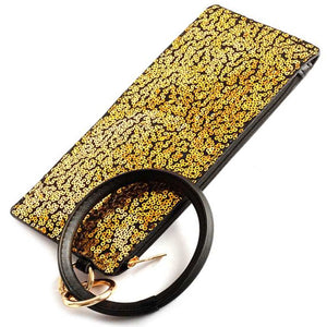 [12pcs set] Key ring sequin pouch - gold