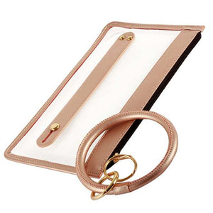 [12pcs set] Clear pouch with key ring - rose gold