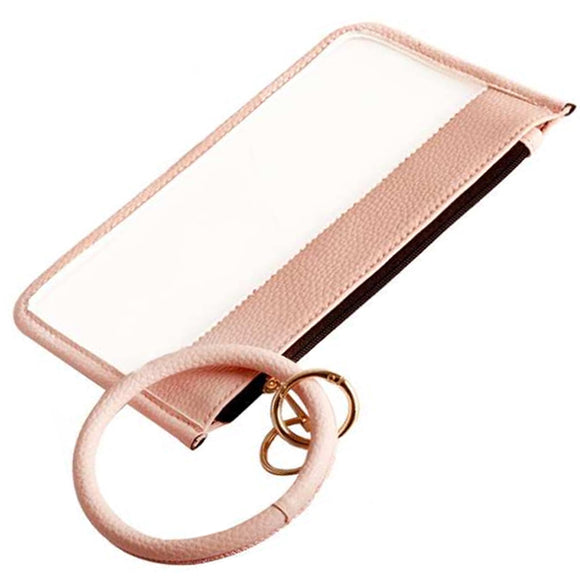 [12pcs set] Clear pouch with key ring - pink
