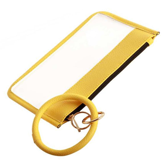 [12pcs set] Clear pouch with key ring - yellow