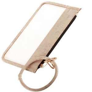 [12pcs set] Cork pattern clear pouch with key ring - white