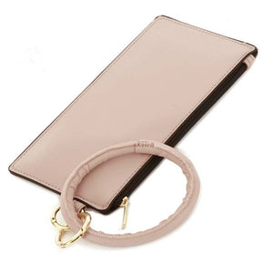 [12pcs set] Leather pouch with key ring - light pink